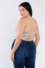 Load image into Gallery viewer, Plus Size Open Stripe Back Cami Strap Athletic Lounge Bra