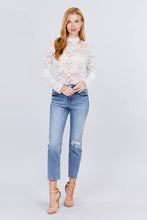 Load image into Gallery viewer, Long Sleeve Scallop Mock Neck Lace Bodysuit