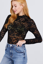 Load image into Gallery viewer, Long Sleeve Scallop Mock Neck Lace Bodysuit