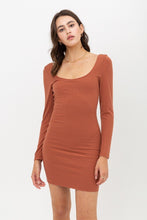Load image into Gallery viewer, U Neck Of Front And Back Side, Basic Rib Dress With Long Sleeve