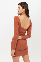 Load image into Gallery viewer, U Neck Of Front And Back Side, Basic Rib Dress With Long Sleeve