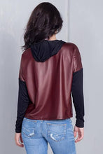 Load image into Gallery viewer, Burgundy And Black "jadore" Silver Graphic Hoodie Top