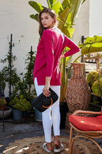 Load image into Gallery viewer, V Neck 3/4 Sleeve Side Slit Hi-lo Sweater
