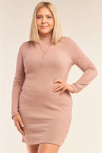 Load image into Gallery viewer, Plus Size Long Sleeve Ribbed Knit Sexy Cut Out Back Mini Dress