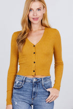Load image into Gallery viewer, Long Sleeve V-neck W/button Down Crop Cardigan