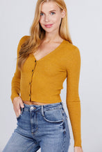 Load image into Gallery viewer, Long Sleeve V-neck W/button Down Crop Cardigan
