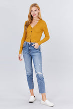 Load image into Gallery viewer, Long Sleeve V-neck W/button Down Crop Cardigan
