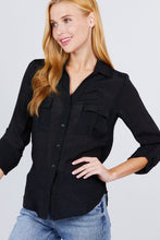 Load image into Gallery viewer, 3/4 Roll Up Sleeve With Pocket Woven Shirts