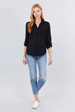 Load image into Gallery viewer, 3/4 Roll Up Sleeve With Pocket Woven Shirts