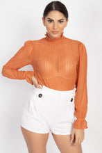 Load image into Gallery viewer, Ruffle Mock Neck Lace Top