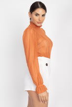 Load image into Gallery viewer, Ruffle Mock Neck Lace Top