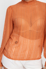 Load image into Gallery viewer, Ruffle Mock Neck Lace Top