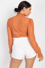 Load image into Gallery viewer, Ruffle Mock Neck Lace Top