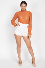 Load image into Gallery viewer, Ruffle Mock Neck Lace Top