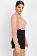 Load image into Gallery viewer, Ruffle Mock Neck Lace Top