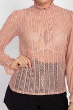 Load image into Gallery viewer, Ruffle Mock Neck Lace Top