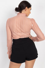 Load image into Gallery viewer, Ruffle Mock Neck Lace Top
