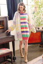 Load image into Gallery viewer, Multi-colored Striped Knit Sweater Dress