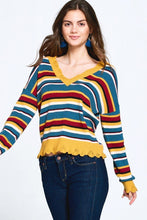 Load image into Gallery viewer, Multi-colored Variegated Striped Knit Sweater