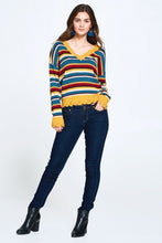 Load image into Gallery viewer, Multi-colored Variegated Striped Knit Sweater