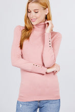 Load image into Gallery viewer, Long Sleeve With Metal Button Detail Turtle Neck Viscose Sweater
