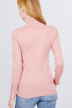 Load image into Gallery viewer, Long Sleeve With Metal Button Detail Turtle Neck Viscose Sweater