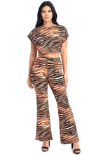 Load image into Gallery viewer, Zebra Print Crop Top And Palazzo Pants Set