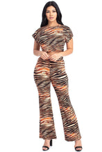 Load image into Gallery viewer, Zebra Print Crop Top And Palazzo Pants Set
