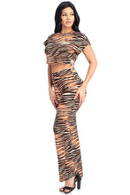 Load image into Gallery viewer, Zebra Print Crop Top And Palazzo Pants Set