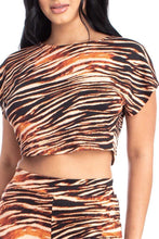 Load image into Gallery viewer, Zebra Print Crop Top And Palazzo Pants Set