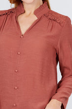 Load image into Gallery viewer, V-neck Button Down Woven Top