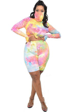 Load image into Gallery viewer, Plus Pastel Color Tie-dye 2 Piece Short Set