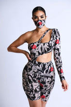Load image into Gallery viewer, One Shoulder Bodysuit With Biker Short Set