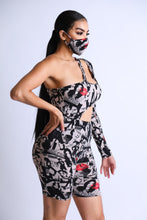 Load image into Gallery viewer, One Shoulder Bodysuit With Biker Short Set