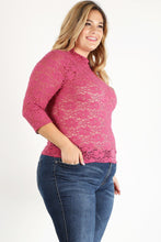 Load image into Gallery viewer, Plus Size Sheer Lace Fitted Top