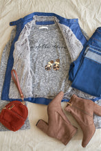 Load image into Gallery viewer, Blue Vegan Leather Faux Fur Lining Triple Zip-up Detail Moto Vest