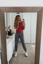 Load image into Gallery viewer, Red Vegan Leather Faux Fur Lining Triple Zip-up Detail Moto Vest