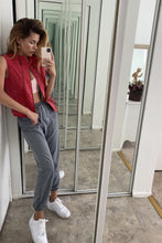 Load image into Gallery viewer, Red Vegan Leather Faux Fur Lining Triple Zip-up Detail Moto Vest