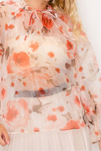 Load image into Gallery viewer, Floral Print Ruffled Organza Top