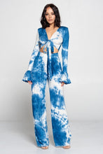 Load image into Gallery viewer, Tie Dye Fronttie Top And Wide Leg Pants Set