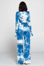 Load image into Gallery viewer, Tie Dye Fronttie Top And Wide Leg Pants Set