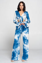 Load image into Gallery viewer, Tie Dye Fronttie Top And Wide Leg Pants Set