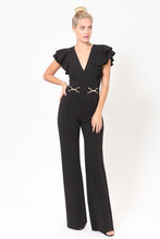 Load image into Gallery viewer, Layered Ruffle Shoulder Jumpsuit W/ Buckle Detail