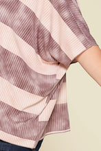Load image into Gallery viewer, Stripe Printed Pleated Blouse Featuring A Boat Neckline And 1/2 Sleeves