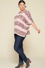 Load image into Gallery viewer, Stripe Printed Pleated Blouse Featuring A Boat Neckline And 1/2 Sleeves