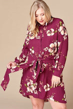 Load image into Gallery viewer, Floral Woven Button-down Collared Shirt Dress