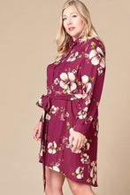 Load image into Gallery viewer, Floral Woven Button-down Collared Shirt Dress