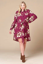 Load image into Gallery viewer, Floral Woven Button-down Collared Shirt Dress