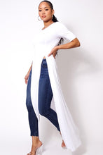 Load image into Gallery viewer, Elbow Sleeve Maxi Tank Top With Side Slits
