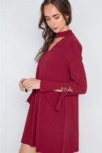 Load image into Gallery viewer, Long Sleeve V-cut Out Solid Mini Dress